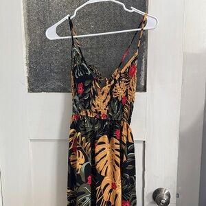 Cupshe Tropical Leaf Print Dress with Spaghetti Straps